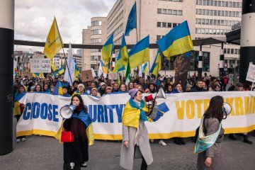 Marking two years of the Russian Invasion, Protestors Gathered in Brussels